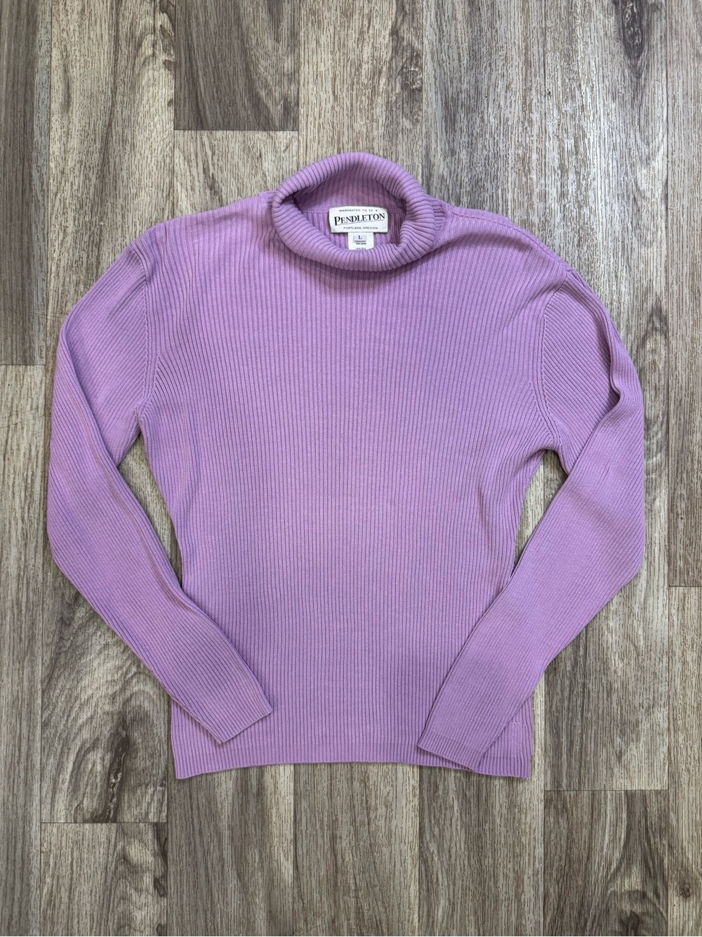 Pendleton Women’s 100% Silk Ribbed Turtleneck Sweater Lavender Purple Size L